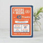 Sports Bar Birthday Cheers and Beers to 45 Years 招待状 (スタンド正面)
