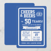 Sports Bar Birthday Cheers and Beers to 50 Years 招待状 (正面/裏面)