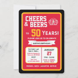 Sports Bar Birthday Cheers and Beers to 50 Years 招待状