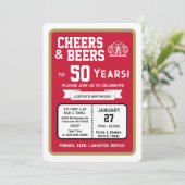 Sports Bar Birthday Cheers and Beers to 50 Years 招待状 (スタンド正面)