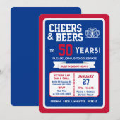 Sports Bar Birthday Cheers and Beers to 50 Years  招待状 (正面/裏面)