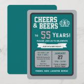 Sports Bar Birthday Cheers and Beers to 55 Years 招待状 (正面/裏面)