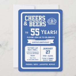 Sports Bar Birthday Cheers and Beers to 55 Years 招待状