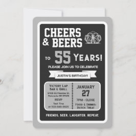 Sports Bar Birthday Cheers and Beers to 55 Years 招待状