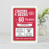 Sports Bar Birthday Cheers and Beers to 60 Years 招待状 (スタンド正面)