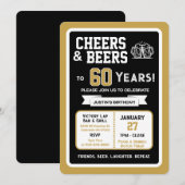 Sports Bar Birthday Cheers and Beers to 60 Years  招待状 (正面/裏面)