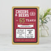 Sports Bar Birthday Cheers and Beers to 65 Years  招待状 (スタンド正面)