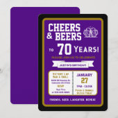 Sports Bar Birthday Cheers and Beers to 70 Years 招待状 (正面/裏面)