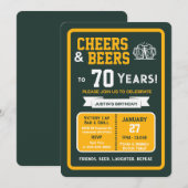 Sports Bar Birthday Cheers and Beers to 70 Years 招待状 (正面/裏面)