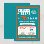 Sports Bar Birthday Cheers and Beers to 70 Years 招待状 (正面/裏面)