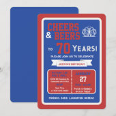 Sports Bar Birthday Cheers and Beers to 70 Years  招待状 (正面/裏面)