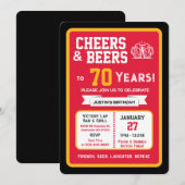 Sports Bar Birthday Cheers and Beers to 70 Years 招待状 (正面/裏面)