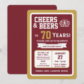 Sports Bar Birthday Cheers and Beers to 70 Years  招待状 (正面/裏面)