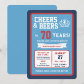 Sports Bar Birthday Cheers and Beers to 70 Years  招待状 (正面/裏面)
