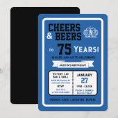 Sports Bar Birthday Cheers and Beers to 75 Years  招待状 (正面/裏面)