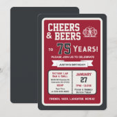 Sports Bar Birthday Cheers and Beers to 75 Years 招待状 (正面/裏面)