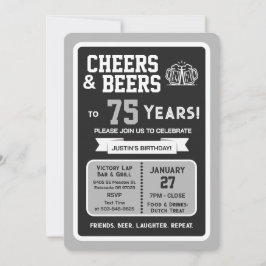 Sports Bar Birthday Cheers and Beers to 75 Years 招待状