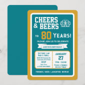 Sports Bar Birthday Cheers and Beers to 80 Years  招待状 (正面/裏面)