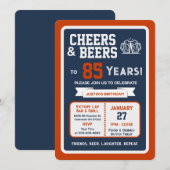 Sports Bar Birthday Cheers and Beers to 85 Years 招待状 (正面/裏面)