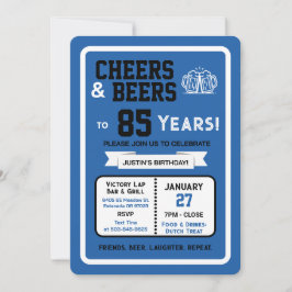 Sports Bar Birthday Cheers and Beers to 85 Years 招待状