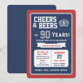 Sports Bar Birthday Cheers and Beers to 90 Years  招待状 (正面/裏面)
