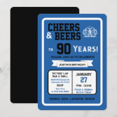 Sports Bar Birthday Cheers and Beers to 90 Years  招待状 (正面/裏面)