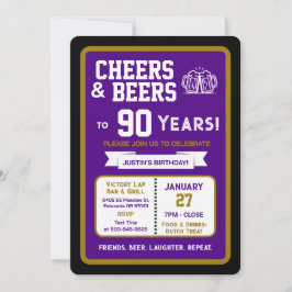 Sports Bar Birthday Cheers and Beers to 90 Years 招待状