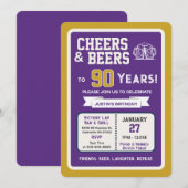 Sports Bar Birthday Cheers and Beers to 90 Years 招待状 (正面/裏面)
