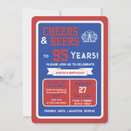 Sports Bar Birthday Cheers and Beers to 95 Years  招待状