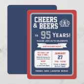 Sports Bar Birthday Cheers and Beers to 95 Years 招待状 (正面/裏面)