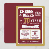 Sports Bar Surprise Party Cheers to 70 Years 招待状 (正面/裏面)