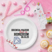 Sports Baseball Homerun Glitter Bridal Shower  ペーパープレート (パーティー)