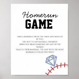 Sports Baseball Homerun Glitter Bridal Shower Game ポスター