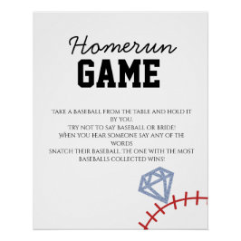 Sports Baseball Homerun Glitter Bridal Shower Game ポスター