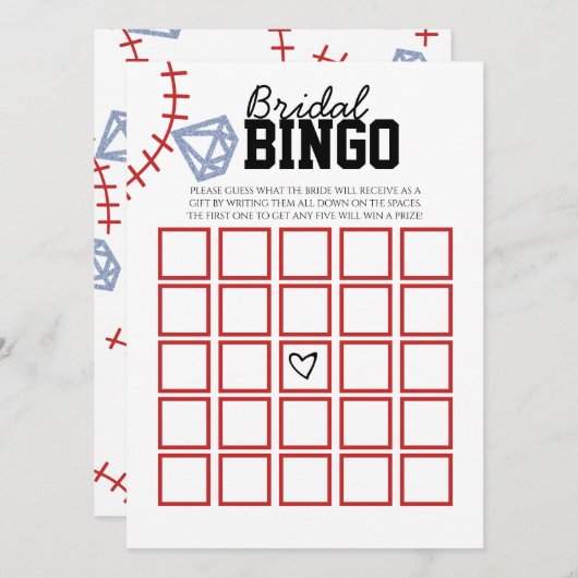 Sports Baseball Homerun Glitter Bridal Shower Game 招待状 (正面/裏面)