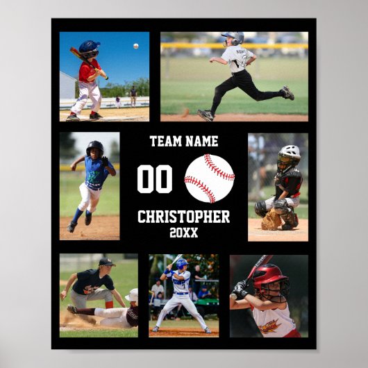 Sports Baseball Kids Photo Collage ポスター (正面)