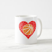 Sports Basketball Ball Red Love Shaped Heart Valen コーヒーマグカップ (正面右)