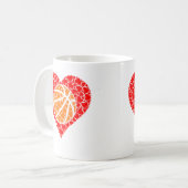 Sports Basketball Ball Red Love Shaped Heart Valen コーヒーマグカップ (正面左)