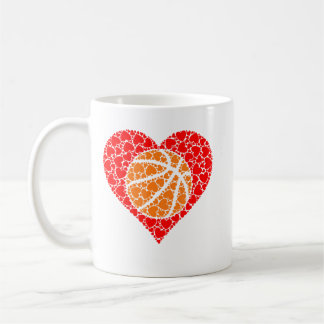 Sports Basketball Ball Red Love Shaped Heart Valen コーヒーマグカップ