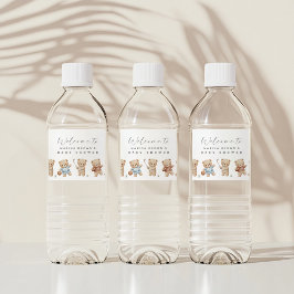 Sports bear baby shower, we can bearly wait ペットボトルラベル