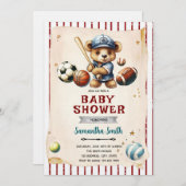 Sports Bearly Wait Baby Shower Invitation 招待状 (正面/裏面)