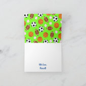 Sports Birthday Party Kids Cute カード (内部)