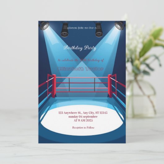sports boxing birthday invitation 招待状 (スタンド正面)