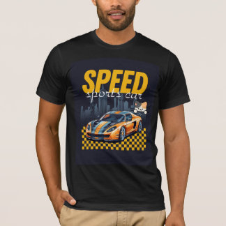 Sports car & cute cat design t-shirt tシャツ