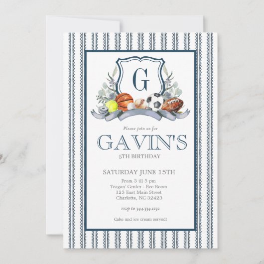 Sports Crest Birthday Invitation 招待状 (正面)