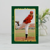 Sports Forest Green Graduation Announcement 箔招待状 (立ち正面)