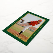 Sports Forest Green Graduation Announcement 箔招待状 (回転した状態)