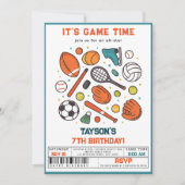 Sports Game Time All-Star 7th Birthday Party | Boy 招待状 (正面)