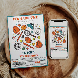 Sports Game Time All-Star 7th Birthday Party | Boy 招待状