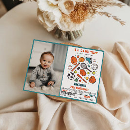 Sports Game Time All-Star 7th Birthday Party | Boy 招待状